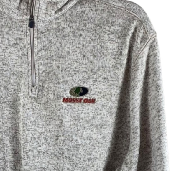 Mossy‎ Oak Mens Quarter Zip Pullover Sweater Sweatshirt Beige/Gray Sz 2XL - Picture 2 of 6